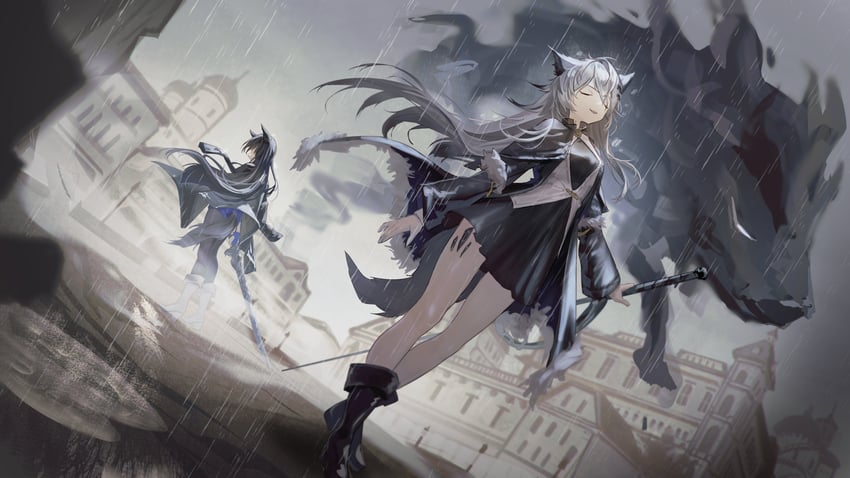 texas, lappland, and texas the omertosa (arknights) drawn by natsuba002