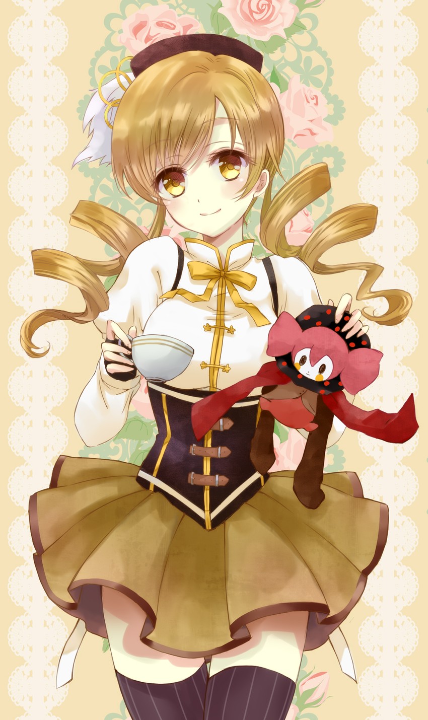 tomoe mami and charlotte (mahou shoujo madoka magica) drawn by mio_(denki_lamune)