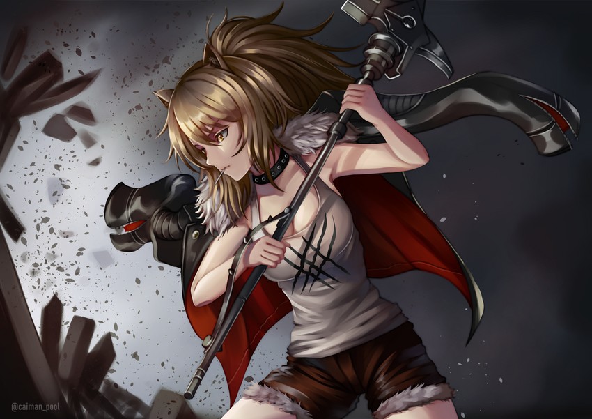 siege (arknights and 1 more) drawn by caiman_pool
