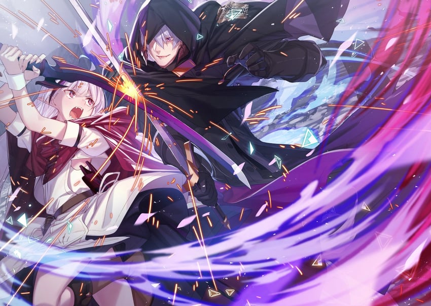 crim and saul leon (destiny unchain online: kyuuketsuki shoujo to natte yagate aka no maou to yobareru you ni narimashita) drawn by yachimoto