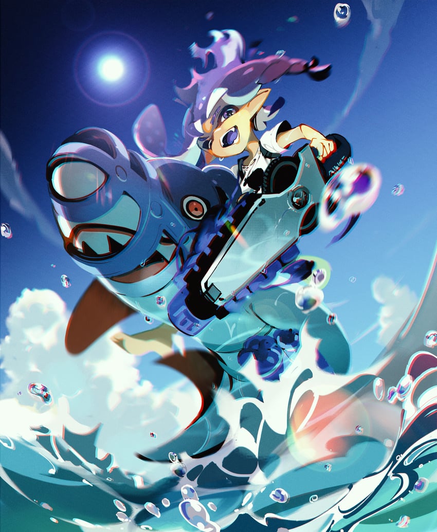 inkling player character and inkling girl (splatoon and 1 more) drawn by taroji