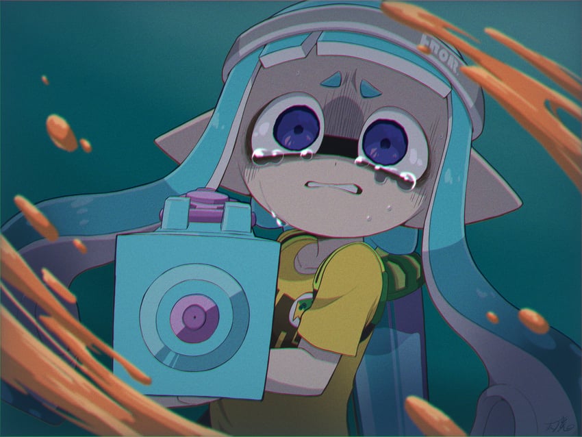 inkling player character and inkling girl (splatoon) drawn by pikakero79