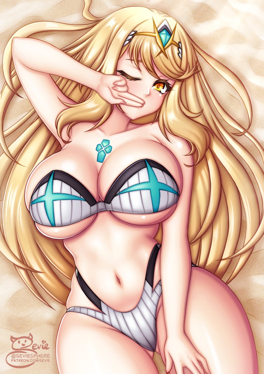 mythra (xenoblade chronicles and 1 more) drawn by sevie