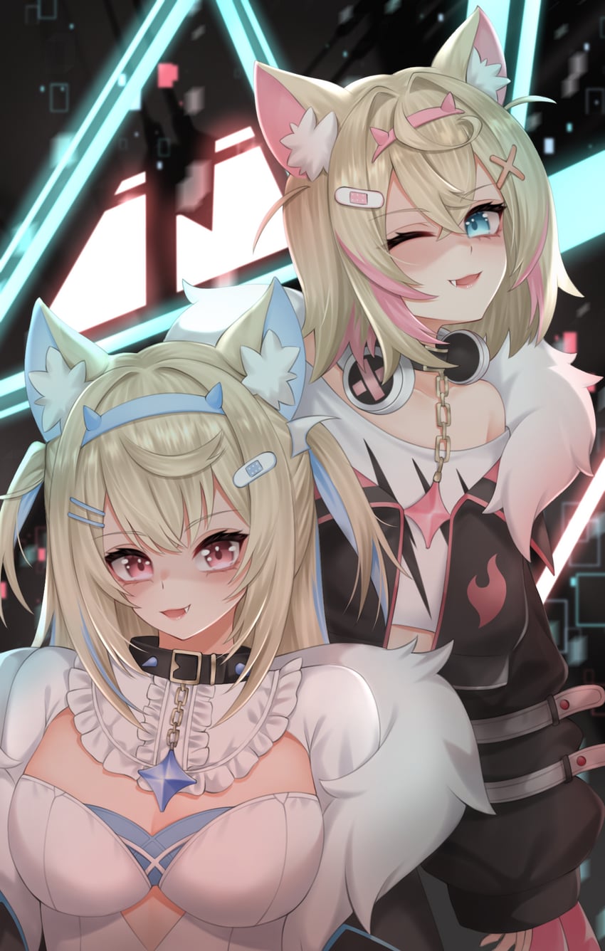 fuwawa abyssgard and mococo abyssgard (hololive and 1 more) drawn by popcornflakes
