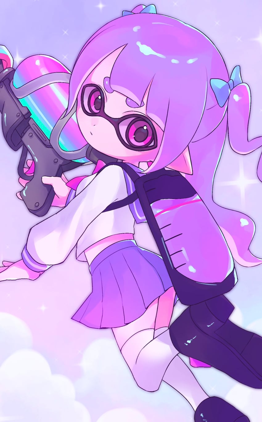 inkling player character and inkling girl (splatoon and 1 more) drawn by chiru_spla27