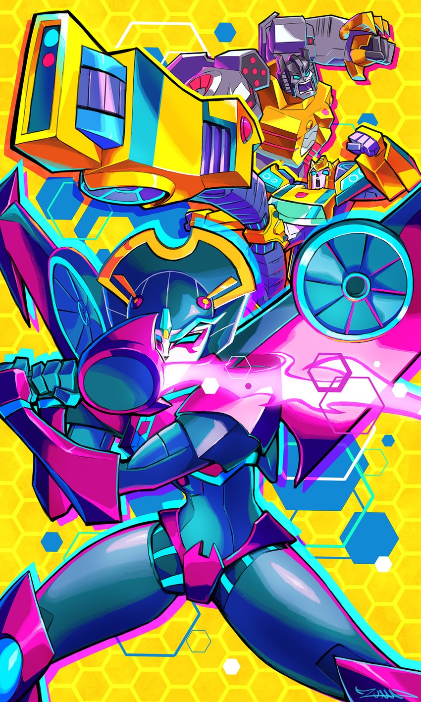bumblebee, windblade, and grimlock (transformers and 1 more) drawn by yasukuni_kazumasa