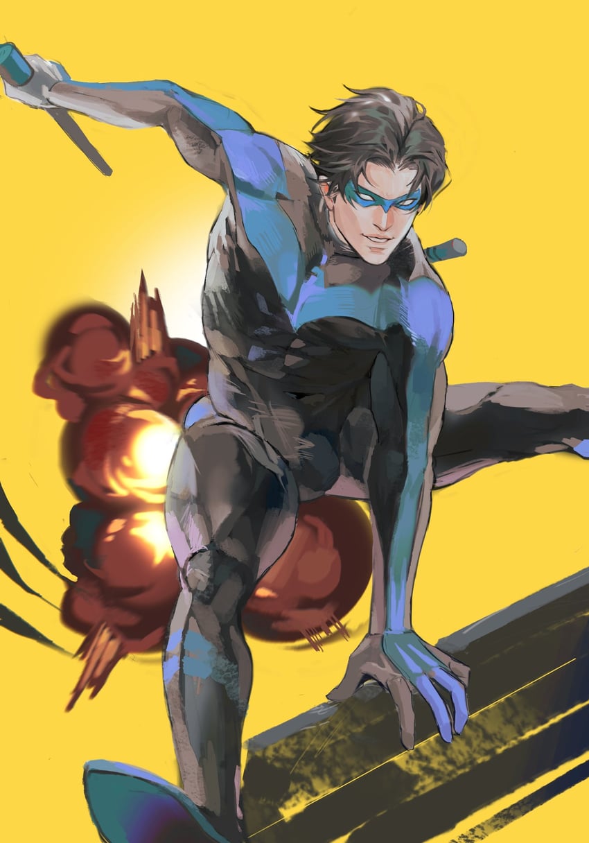 dick grayson and nightwing (dc comics and 1 more) drawn by koumikoumi69