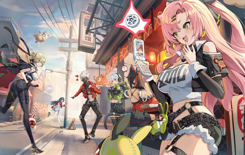 nicole demara, evelyn chevalier, astra yao, anby demara, nekomiya mana, and 1 more (zenless zone zero) drawn by misyune