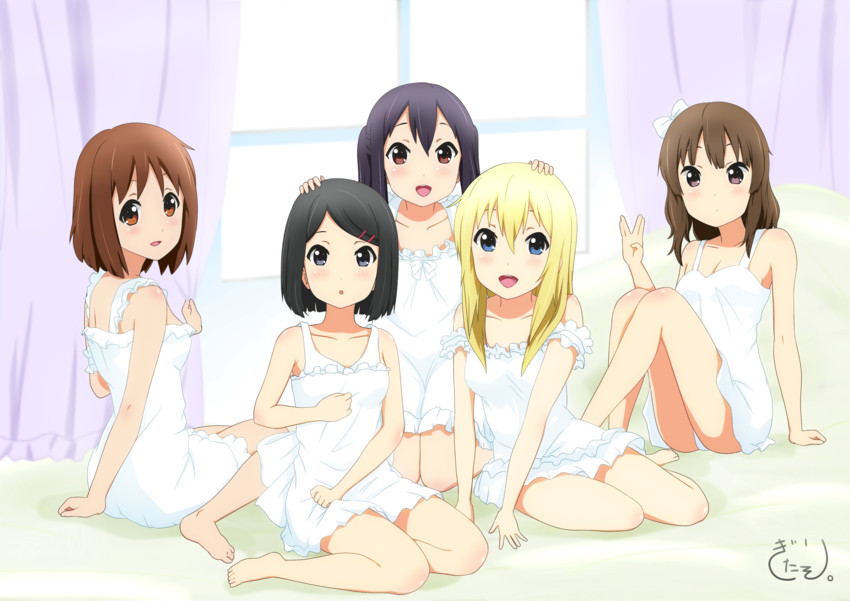 nakano azusa, hirasawa ui, suzuki jun, saitou sumire, and okuda nao (k-on! and 1 more) drawn by giritaso