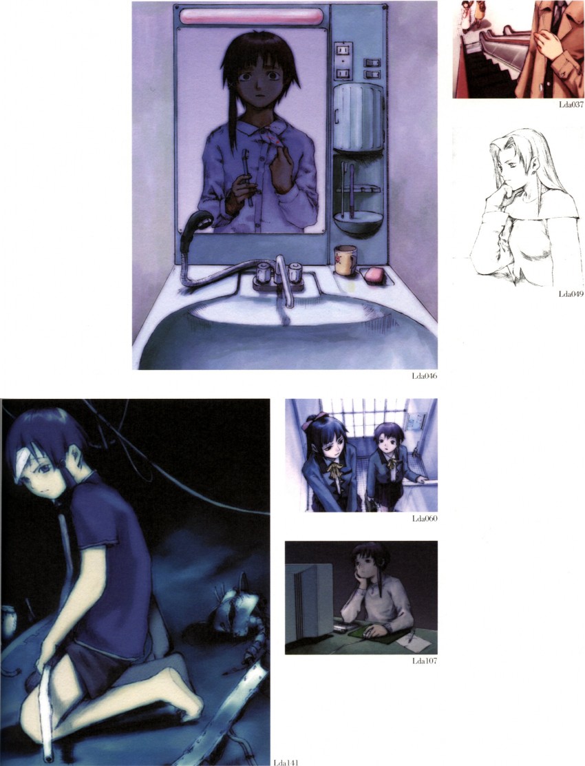 iwakura lain and yonera touko (serial experiments lain) drawn by abe_yoshitoshi