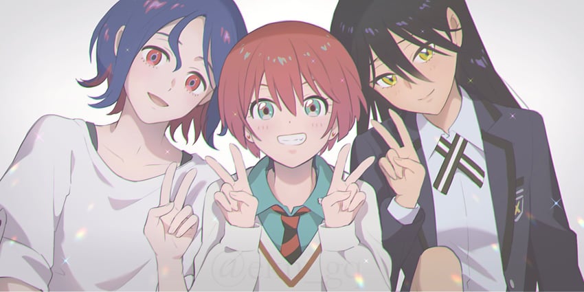 amate yuzuriha, shuji ito, and nyaan (gundam and 1 more) drawn by ekn_gq