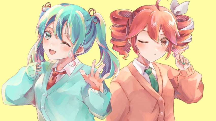 hatsune miku and kasane teto (vocaloid and 2 more) drawn by kamichi_(7pnqtiqerg28691)