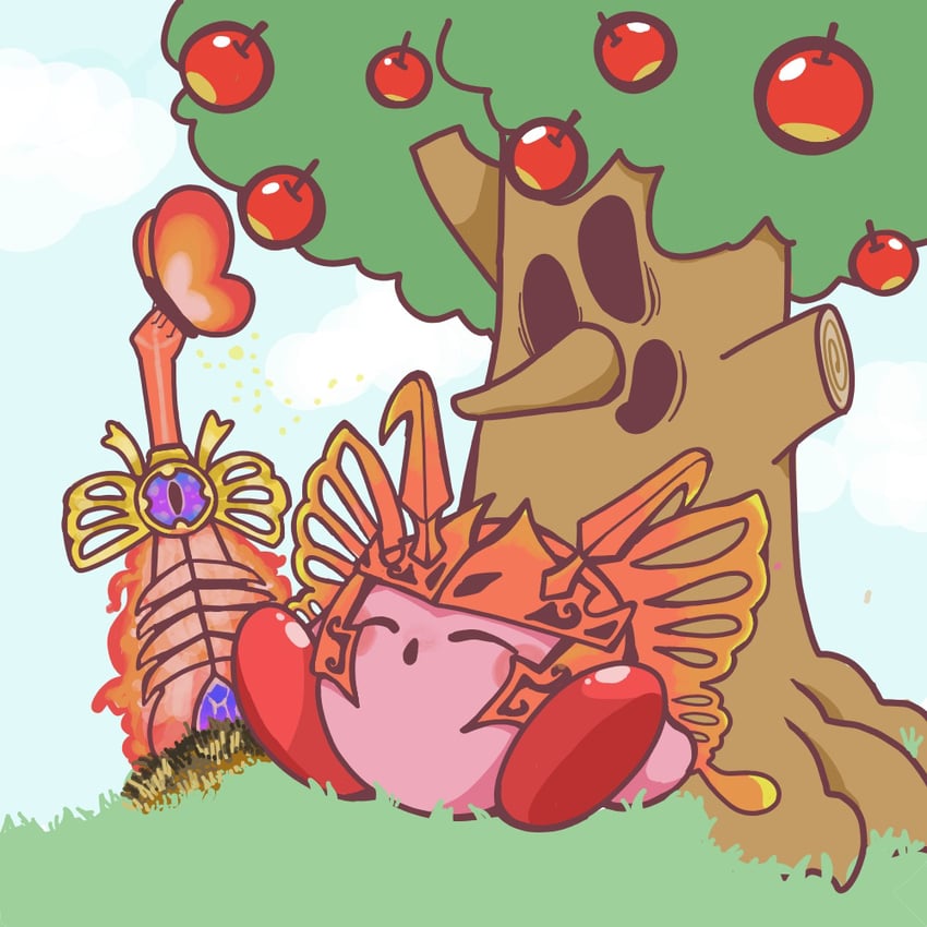 kirby, whispy woods, morpho knight, sword kirby, and morpho knight sword kirby (kirby and 1 more) drawn by poipoio