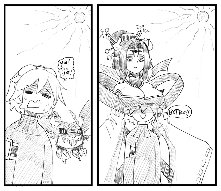 lilithmon, picodevimon, and taiga (digimon and 1 more) drawn by wanderjegson