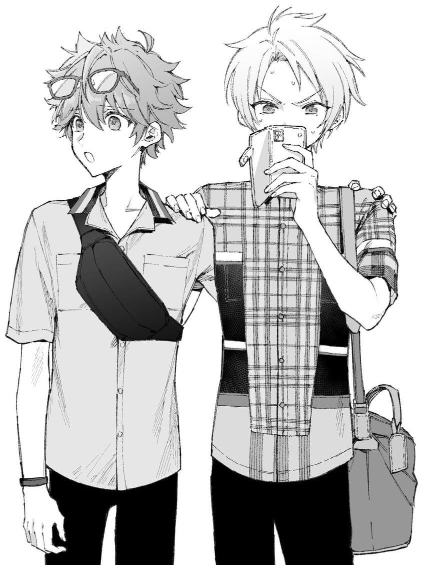 akehoshi subaru and yuuki makoto (ensemble stars!) drawn by maki_keigo