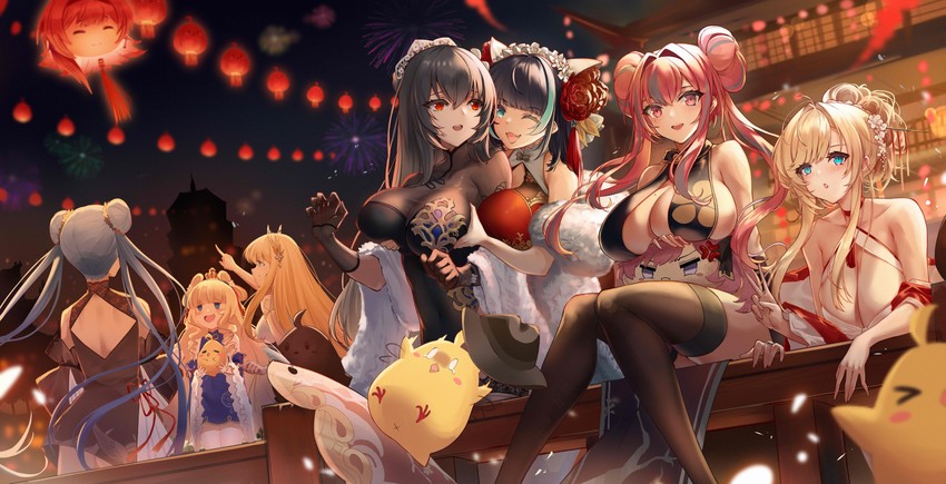 manjuu, bremerton, cheshire, queen elizabeth, essex, and 4 more (azur lane) drawn by ng_jie