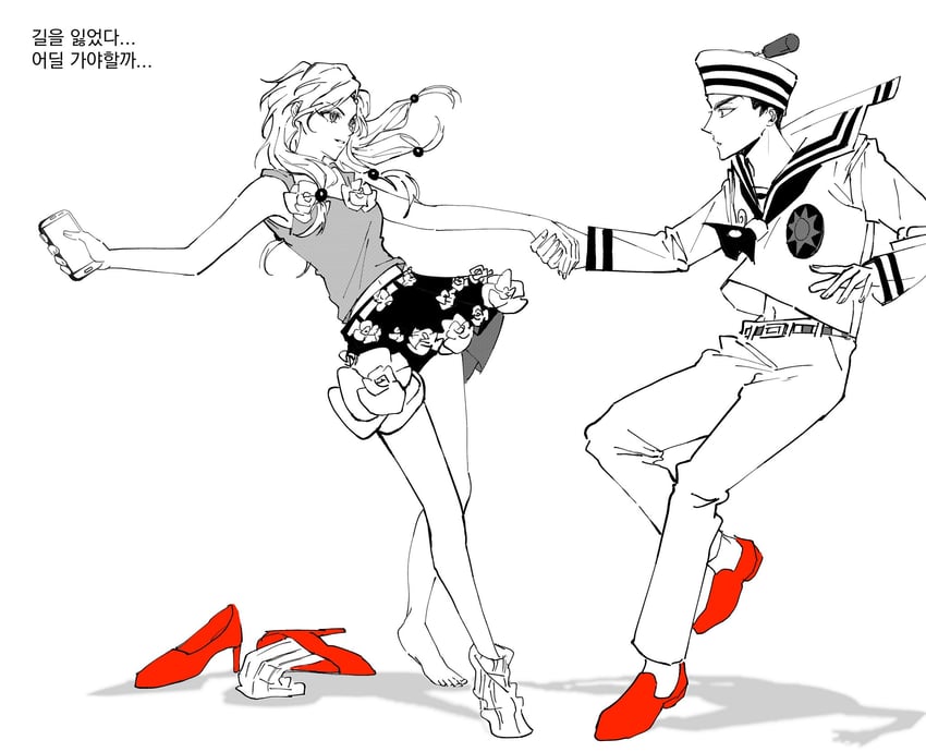 higashikata josuke and hirose yasuho (jojo no kimyou na bouken and 1 more) drawn by 1_22sssam