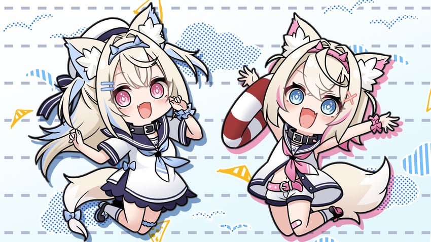 fuwawa abyssgard and mococo abyssgard (hololive and 1 more) drawn by kadose_ara