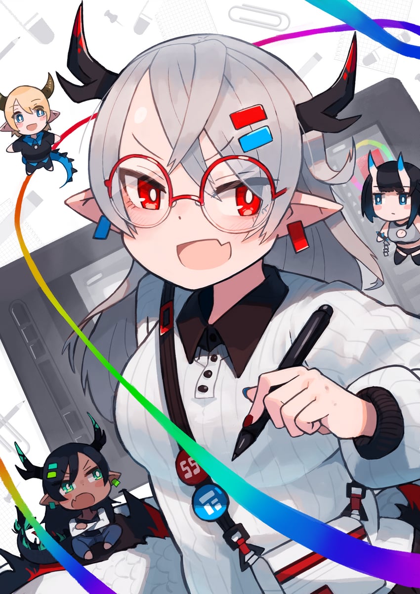 sarusawa ikue and houryuzi sui (original) drawn by katsu_(katsupainter)