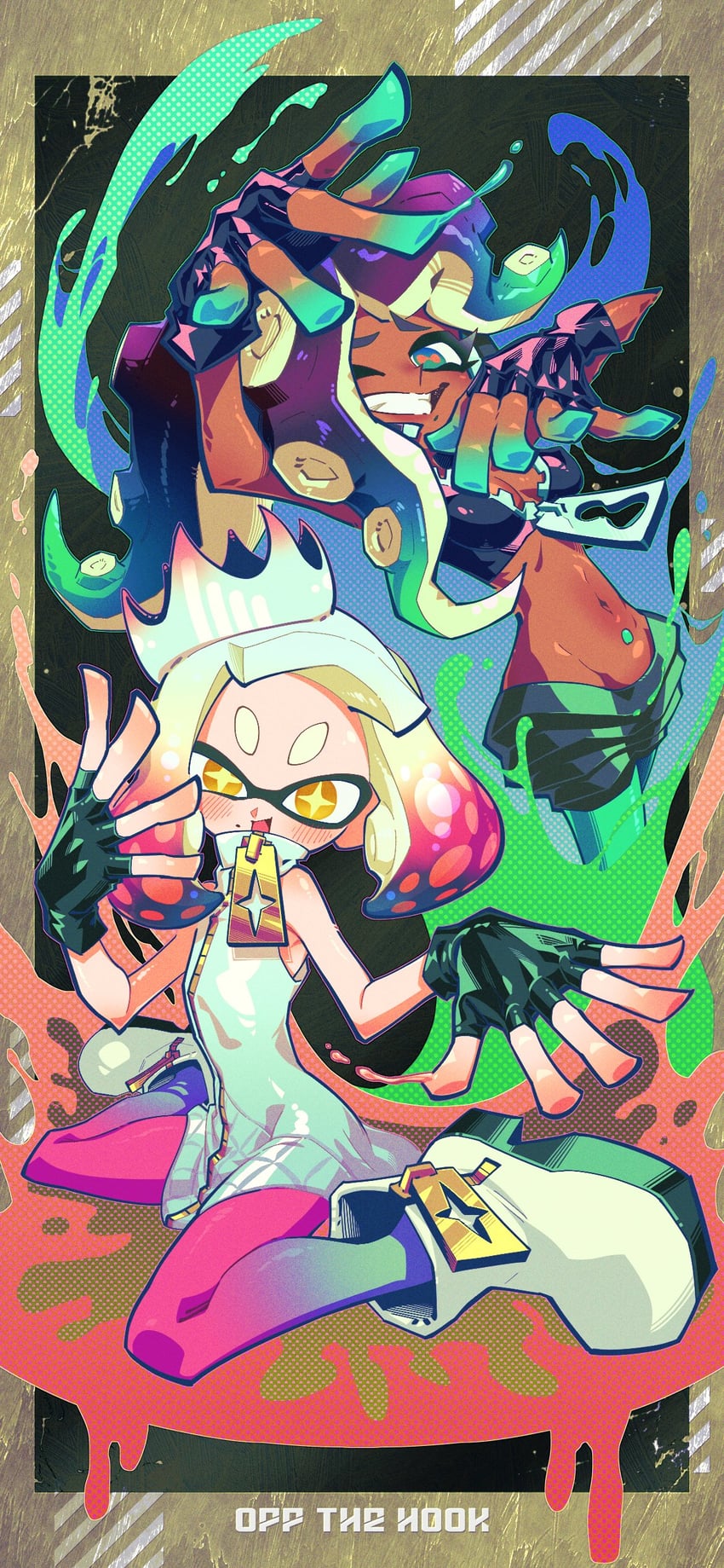 marina and pearl (splatoon and 1 more) drawn by dedeen