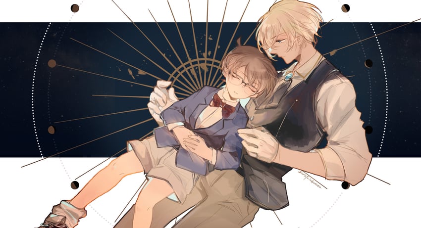 edogawa conan and amuro tooru (meitantei conan) drawn by jikei