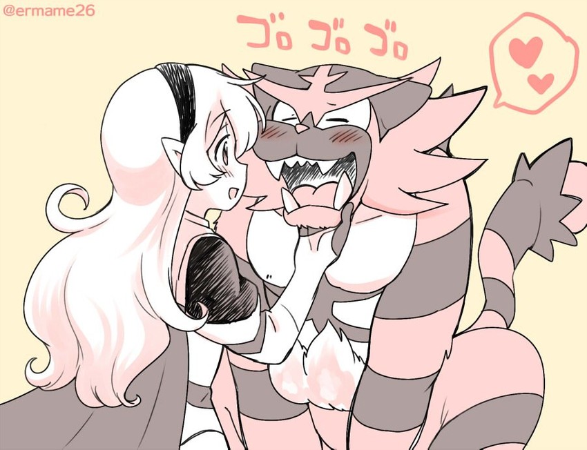 female corrin and incineroar (pokemon and 3 more) drawn by eromame