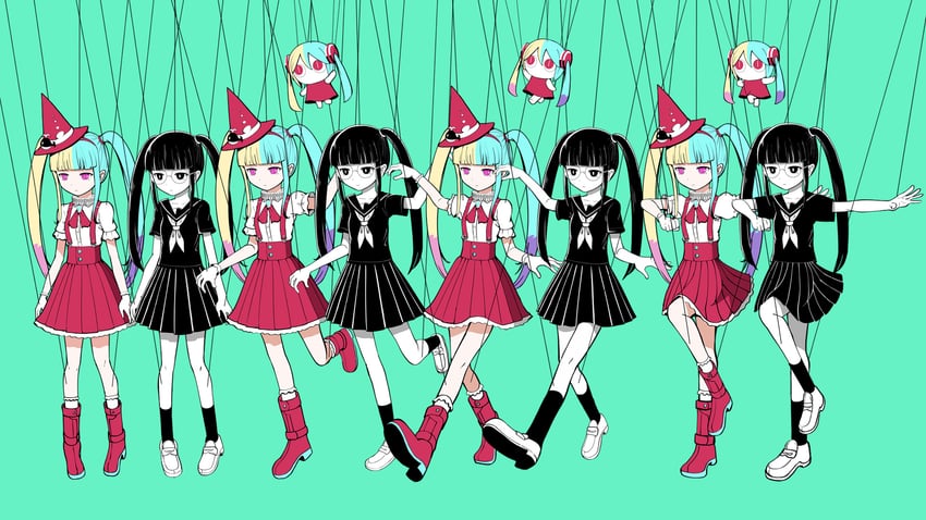 hatsune miku and aimaina (vocaloid and 1 more) drawn by pinocchio-p