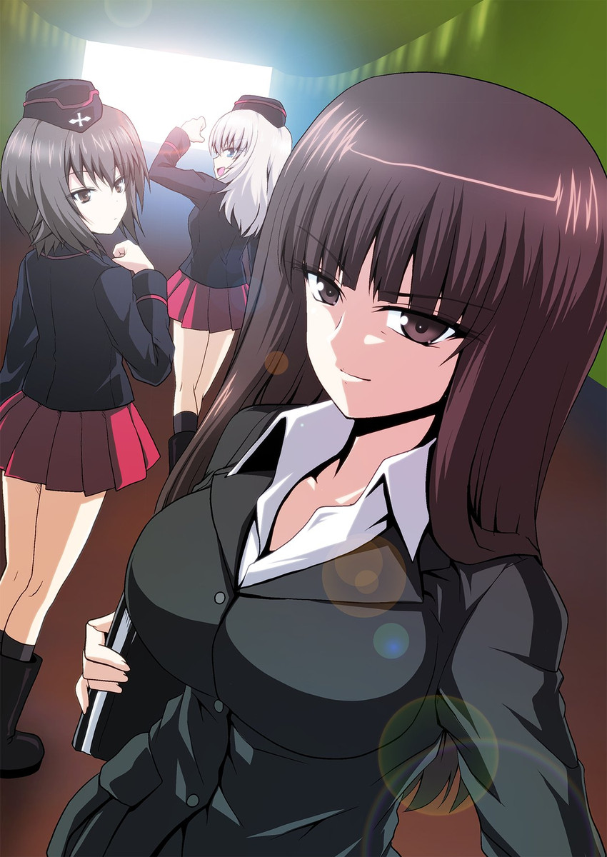 nishizumi maho, itsumi erika, and nishizumi shiho (umamusume and 1 more) drawn by kamishima_kanon