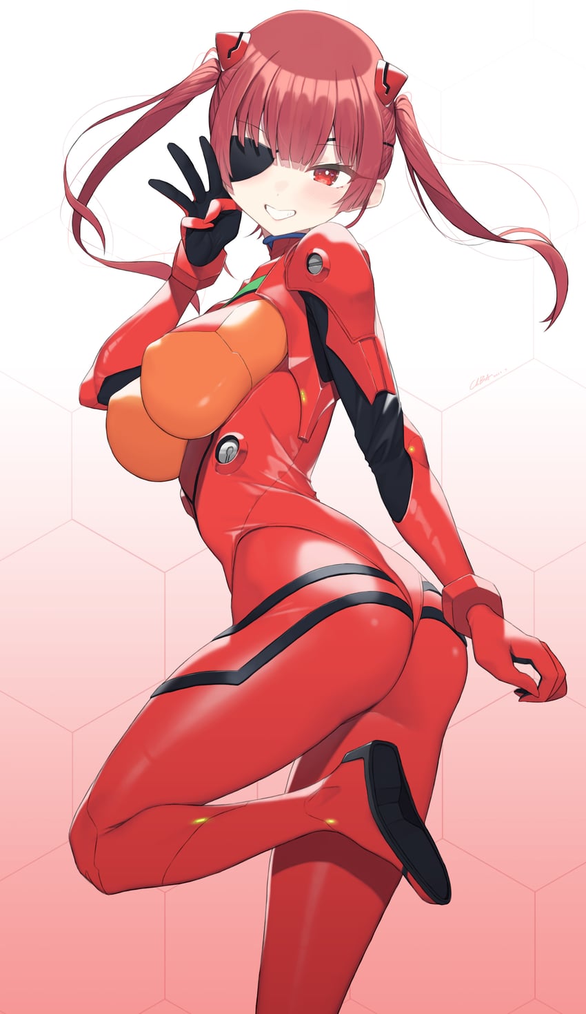 souryuu asuka langley and houshou marine (hololive and 1 more) drawn by cloba