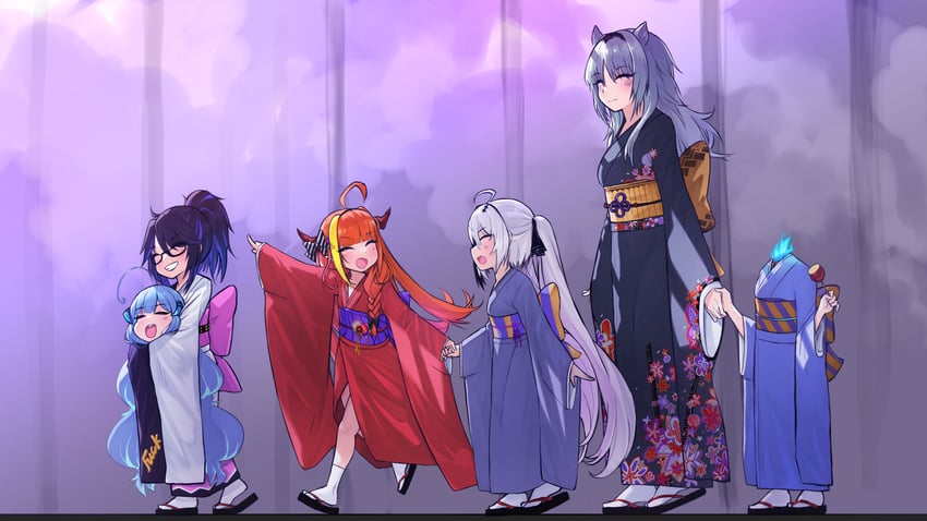 kiryu coco, kson, rikudou yura, and kamikurai leto (hololive and 2 more) drawn by ryoshi