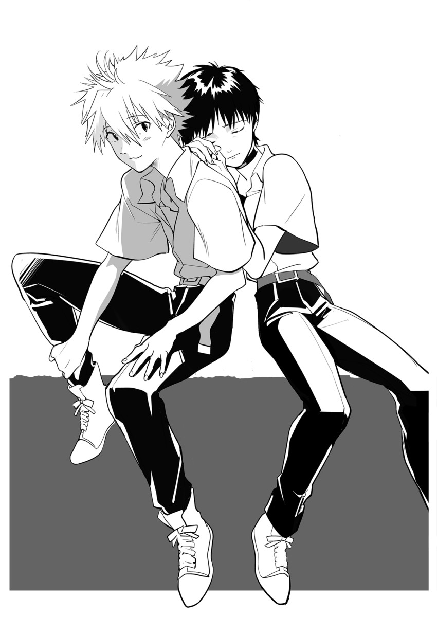 ikari shinji and nagisa kaworu (neon genesis evangelion and 2 more) drawn by momohara_kana