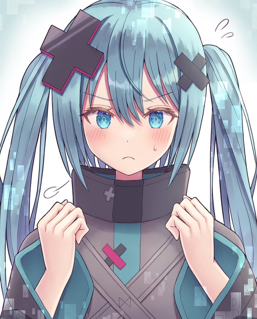hatsune miku and batsu miku (vocaloid and 2 more) drawn by meemen