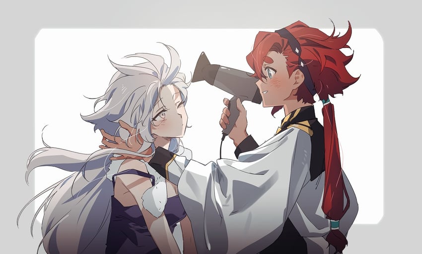 suletta mercury and miorine rembran (gundam and 1 more) drawn by seza_(enlwnaos)