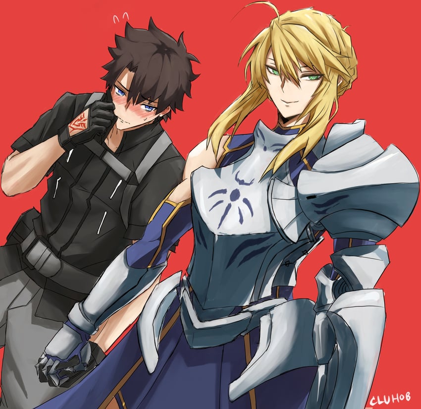 artoria pendragon and fujimaru ritsuka (fate and 1 more) drawn by cluhob