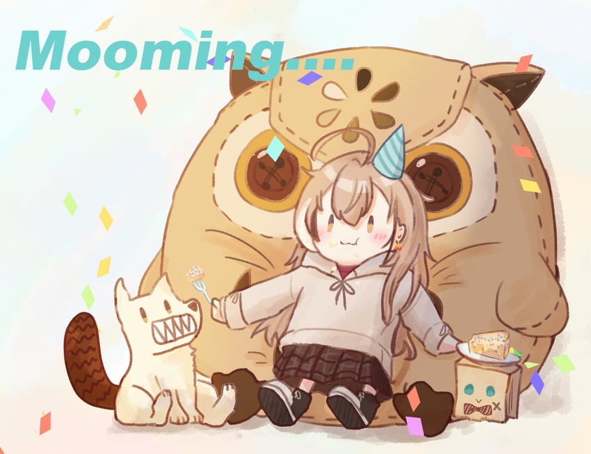 nanashi mumei, friend, hootsie, and animal (hololive and 2 more) drawn by sytiny