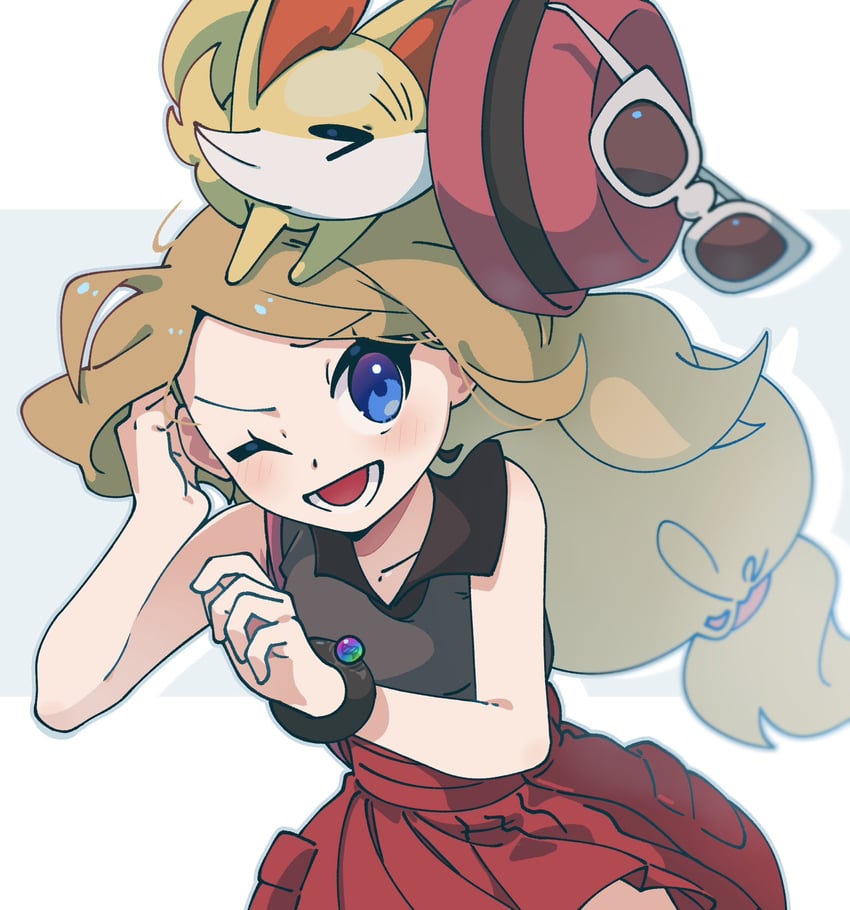 serena and fennekin (pokemon and 1 more) drawn by omochi_(omotimotittona3)