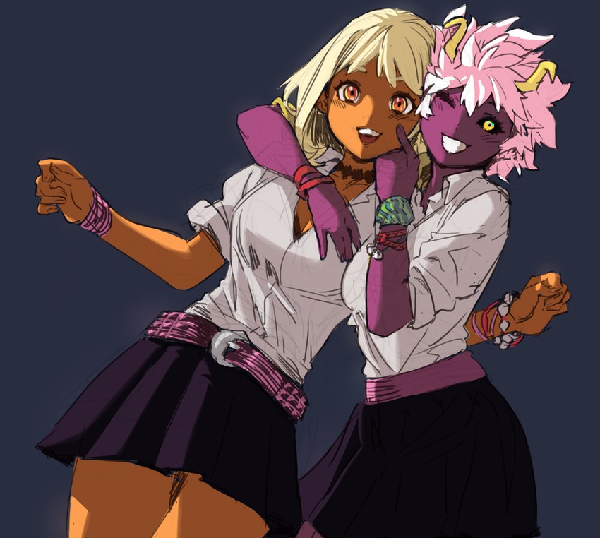 uraraka ochaco and ashido mina (boku no hero academia) drawn by archvermin