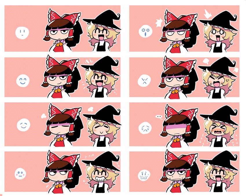 hakurei reimu and kirisame marisa (touhou) drawn by rariatto_(ganguri)