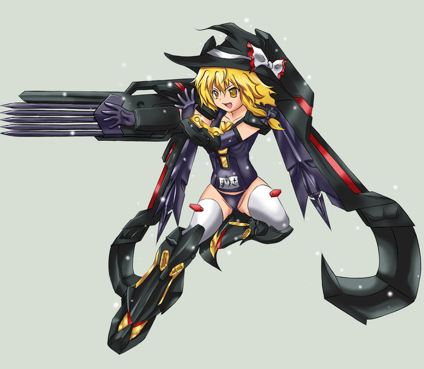 kirisame marisa and gundam astray gold frame amatsu mina custom (touhou and 3 more) drawn by puyocha