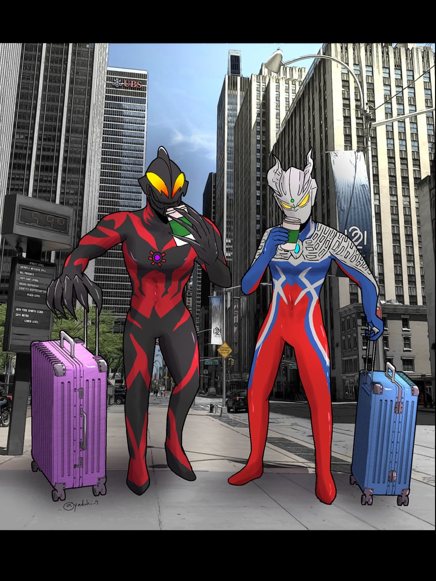 ultraman zero and ultraman belial (ultra series and 1 more) drawn by yaduki_7