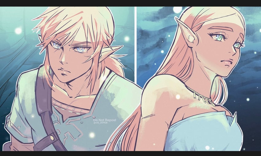 link and princess zelda (the legend of zelda and 1 more) drawn by viii_00908