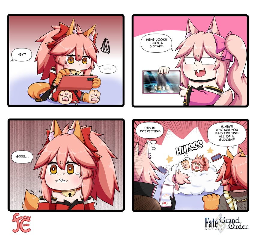 tamamo, tamamo cat, koyanskaya, bazett fraga mcremitz, and manannan mac lir (fate and 1 more) drawn by keita_naruzawa