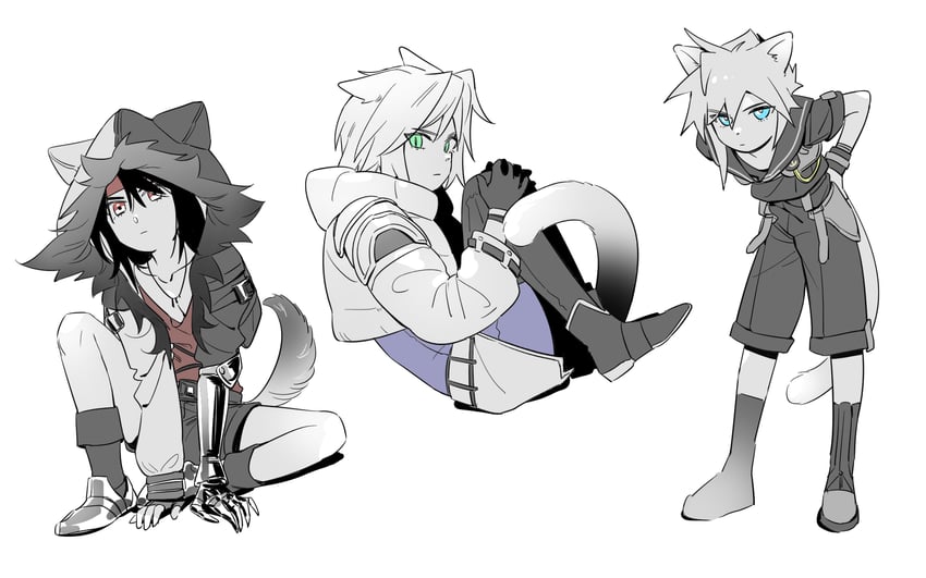 cloud strife, sephiroth, and vincent valentine (final fantasy and 2 more) drawn by lily_(shio1006)