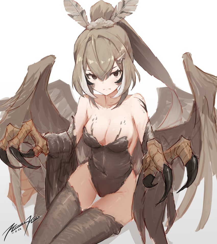 nanashi mumei (hololive and 1 more) drawn by punished_pigeon