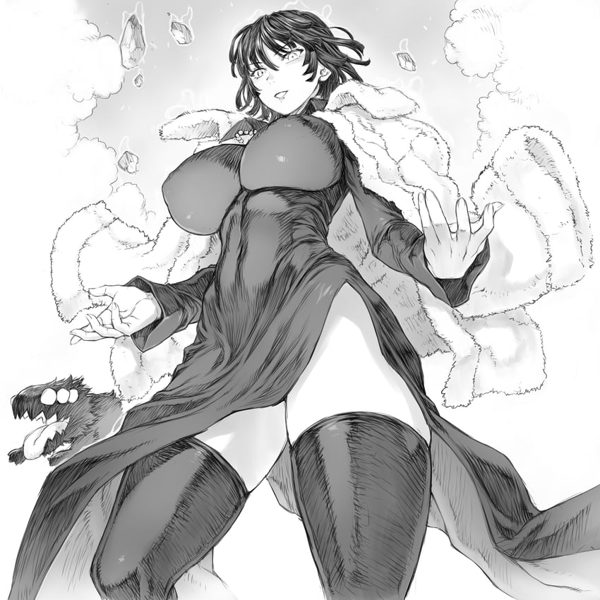fubuki and overgrown rover (one-punch man) drawn by mogudan