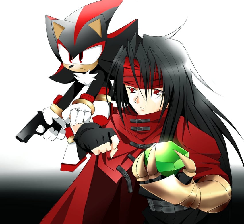 shadow the hedgehog and vincent valentine (final fantasy and 3 more) drawn by fluffy_sama