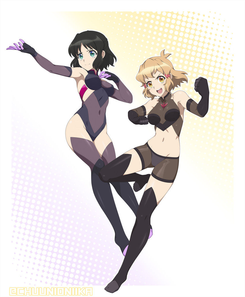 tachibana hibiki and kohinata miku (senki zesshou symphogear and 1 more) drawn by chuunioniika