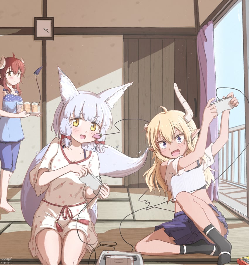 yoshida yuuko, lilith, and riko (machikado mazoku) drawn by yunoppi