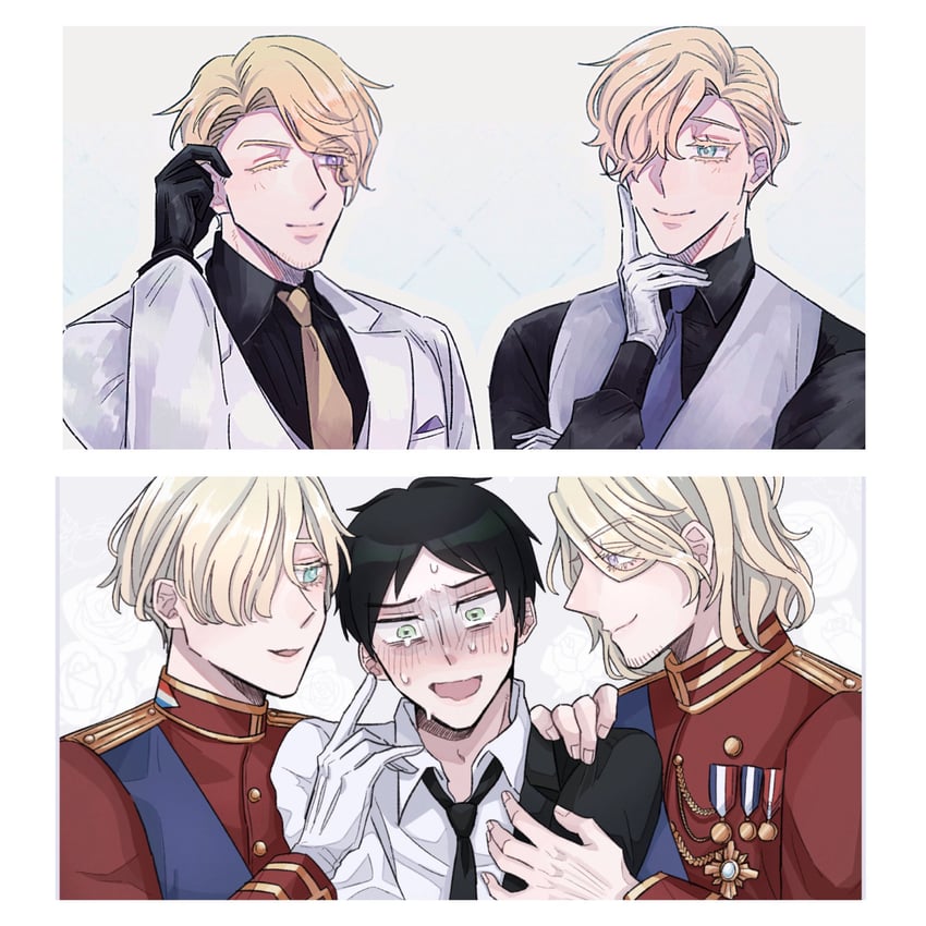 france, bulgaria, and luxembourg (axis powers hetalia) drawn by asino_0720
