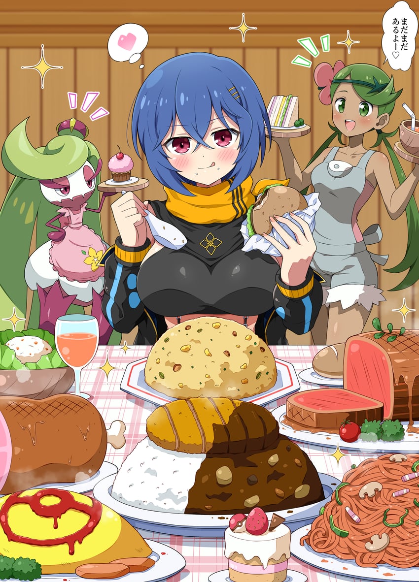 mallow, tsareena, and amane (pokemon and 3 more) drawn by eggman_(ni_tamagoex)